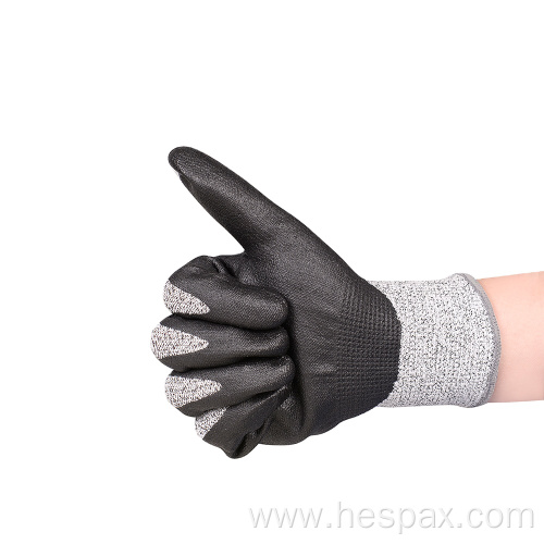 Hespax Labour Gloves Durable Nitrile Coated Anti Cut